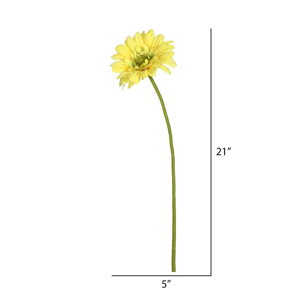Vickerman 21" Artificial Yellow Gerbera Daisy Stem, 6 per Bag Bed